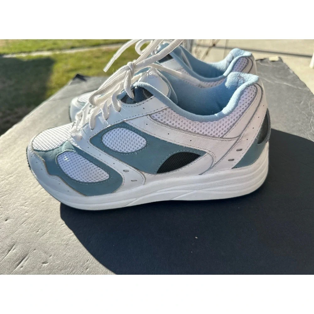 Drew Women's Walking Shoes‎ White Blue Mesh Leather Athletic Sneakers size 8W